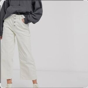 LEVIS Mile High Wide Leg, Crop Pant Button Fly, Off White, Stretch, Womens 32